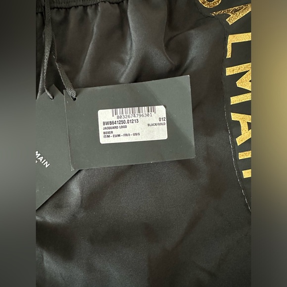 SOLD. Balmain Logo Print Swim Shorts black and gold size Medium. Brand New - Picture 3 of 10